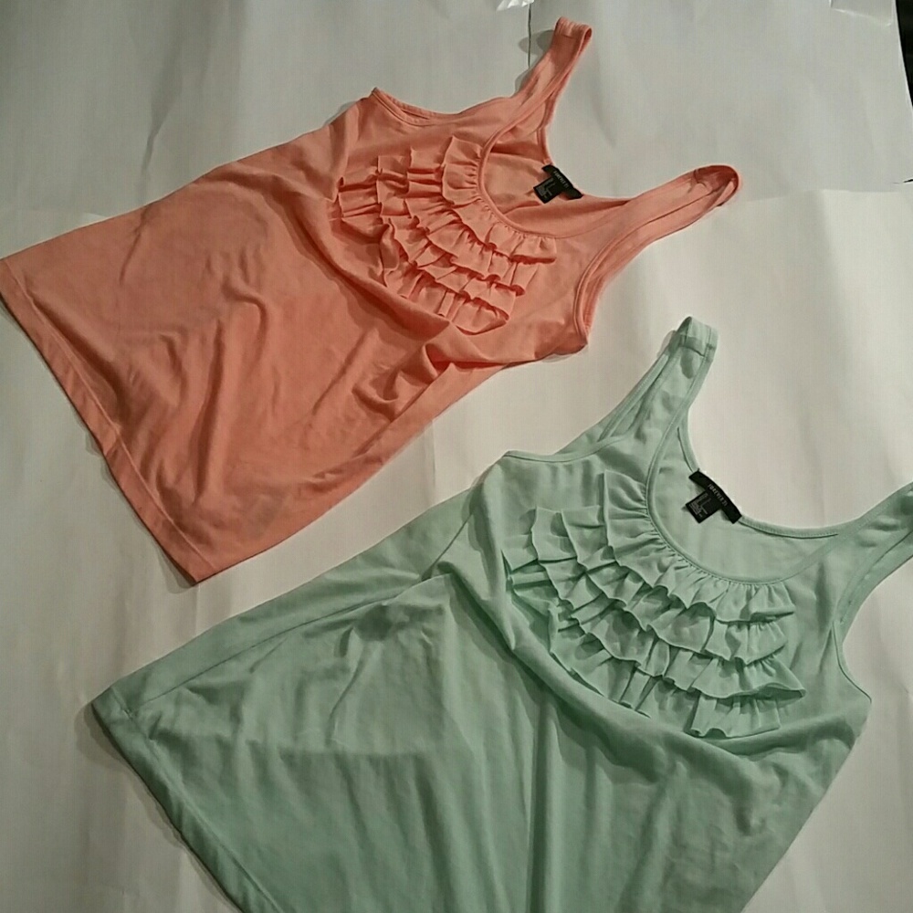 TWO Forever 21 tops, Mint & Coral